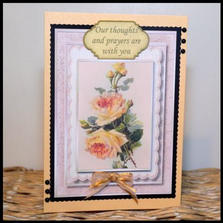 Brautiful Roses in a Buff Scalloped Frame  by Jackie Bullock