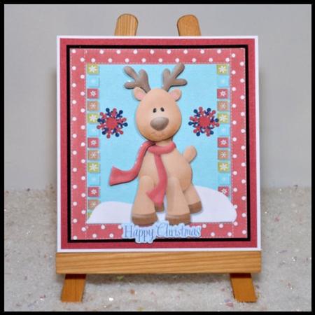 Adorable Rudolph 8x8 by Jackie Bullock