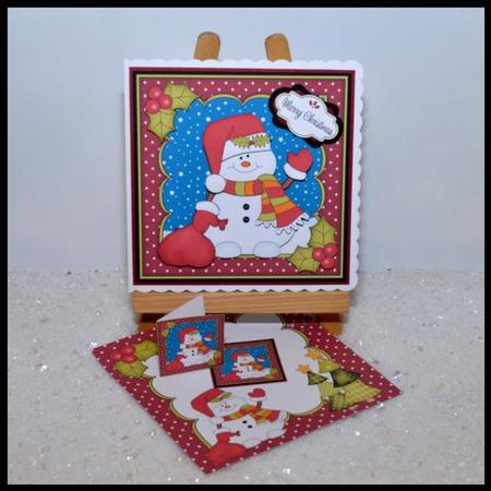 8x8 Christmas Snowman Oli's Santa Sack Mini Kit 3D Decoupage by Jackie Bullock