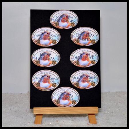 Blue Robin Christmas Oval Fancy Tag Sentiments by Jackie Bullock