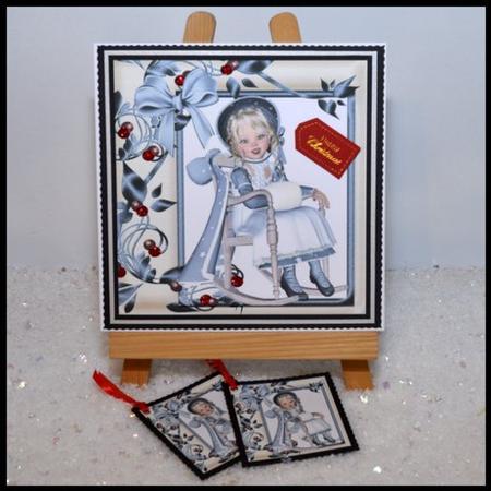 Little Girl in a Rocking Chair with Silve Winter Coat on 8x8 by Jackie Bullock