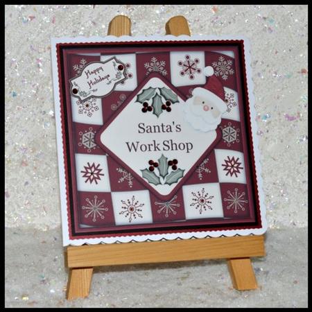 Santa's Workshop - 8" Square Card with Step by Step by Jackie Bullock