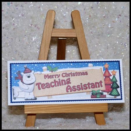 Large Dl Christmas Teaching Assistant Polar Bear Decoupage by Jackie Bullock