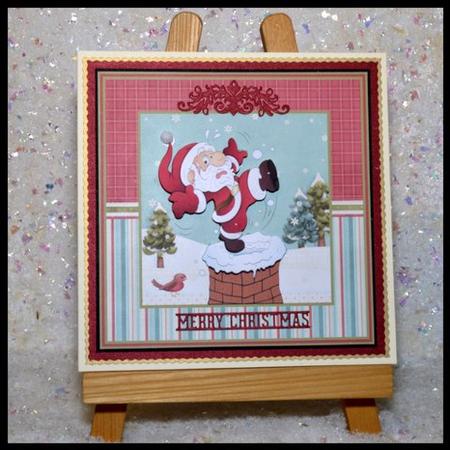 Whoops Santa Has Slipped 7x7 Card with Decoupage by Jackie Bullock