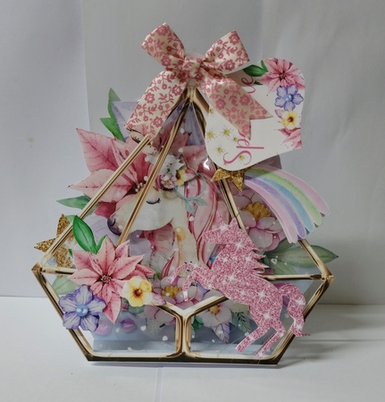 A Christmas Unicorn 3d Terrarium Cards & Envelopes Kit by Jackie Odonnell