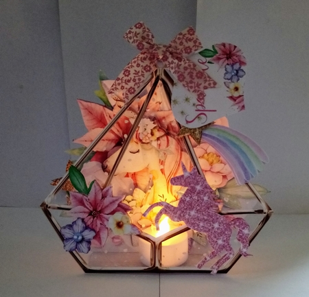 A Christmas Unicorn 3d Terrarium Cards & Envelopes Kit by Jackie Odonnell