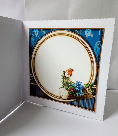 Christmas Robin 7x7 Blue by Jackie Odonnell