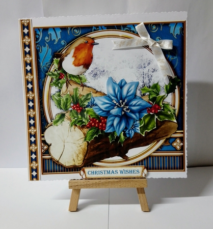 Christmas Robin 7x7 Insert Blue by Jackie Odonnell