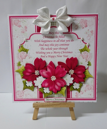 PINK POINSETTIA & VERSE 7.5 Christmas Decoupage & Insert Kit by Jackie Odonnell