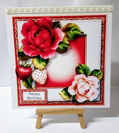 Framed Seasons - Summer Strawberry Roses 8x8 by Jackie Odonnell