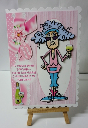 Stella wine and yoga decoupage by Jackie Odonnell
