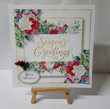 Seasons Greetings Holly & Roses 8x8 by Jackie Odonnell