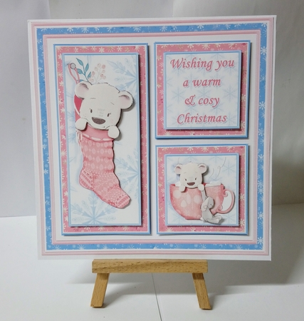 COSY CHRISTMAS SQUARES PINK 7.5 Quick Layer Card & Insert by Jackie Odonnell