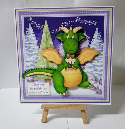DRAGON PUDDIN UP WITH ME 7.5 Christmas Decoupage & Insert Kit by Jackie Odonnell