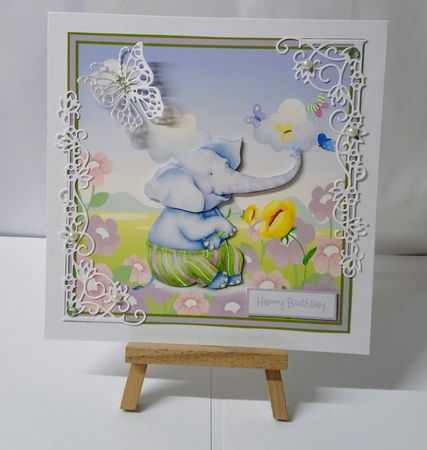 Elephant playing with butterflies by Jackie Odonnell
