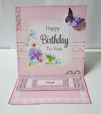 3D Easel Card Mini Kit - A Touch of Elegance Birthday - Flowers, Lace, Butterflies & Pearls by Jackie Odonnell