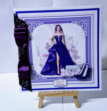 A SPECIAL EVENING PURPLE 7.5 Decoupage Insert Card Kit by Jackie Odonnell