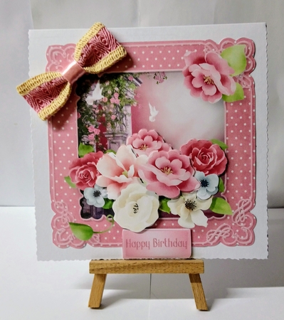 Pink and Cream Posy - Shaped Corners Card Mini Kit by Jackie Odonnell