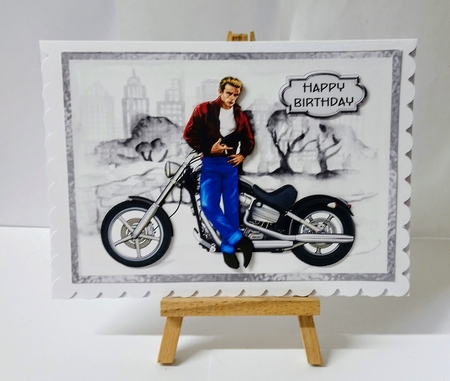 Rebel 2 - A5 card front with decoupage by Jackie Odonnell