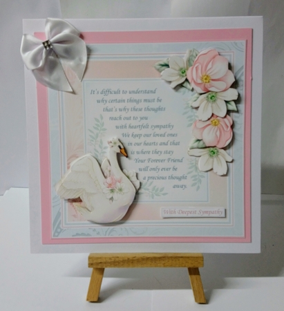 SYMPATHY VERSE & SWAN 7.5 Decoupage & Insert Card Kit by Jackie Odonnell