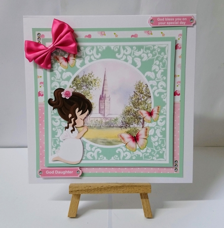 First Holy Communion Girl Card Mini Kit & Decoupage (Brown Hair) by Jackie Odonnell