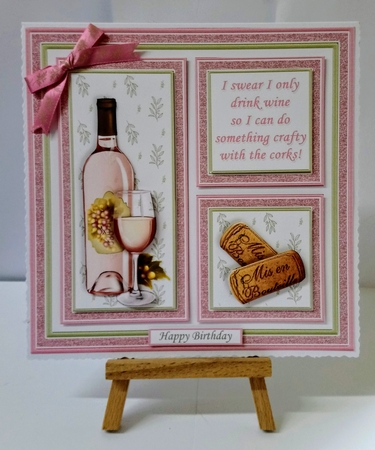 ROSE WINE SAVE THE DAY or CRAFTY CORKS 7.5 Squares Quick Layer Card Kit by Jackie Odonnell