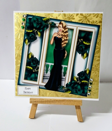 Elegance With Teal Roses 8x8 by Jackie Odonnell