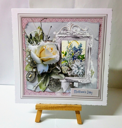 Rose and forgetmenots 7x7 card by Jackie Odonnell