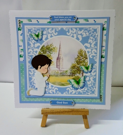 First Holy Communion Boy Card Mini Kit & Decoupage (brown hair) by Jackie Odonnell