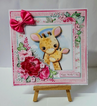 GIRAFFES MUM & BABY 7.5 Decoupage Card Kit by Jackie Odonnell