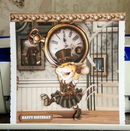 Mrs Steampunk Mouse 7x7 Quick Card by Jackie Odonnell