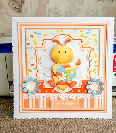 Bee with a heart 7x7 card by Jackie Odonnell