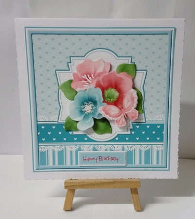 Poppy flowers and butterfly 7x7 card by Jackie Odonnell