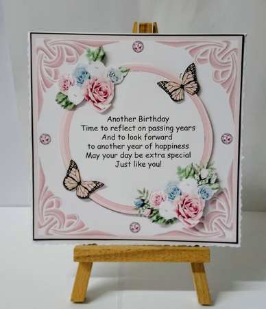 Floral Frame and butterflies pink by Jackie Odonnell