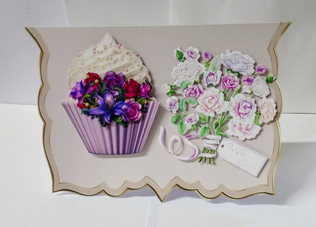 Floral cupcake Decoupage Sheet - Soft Gothic by Jackie Odonnell