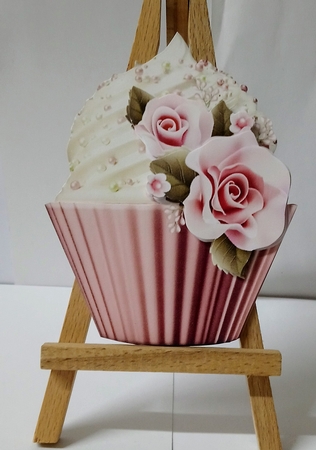 Floral Cupcake Decoupage Sheet - Pink icing rose by Jackie Odonnell