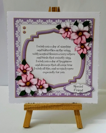 Lilac Floral Frame with verse A4 sheet to make a 6 x 6 card by Jackie Odonnell