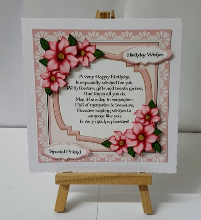 Pink Floral Frame with verse A4 sheet to make a 6 x 6 card by Jackie Odonnell