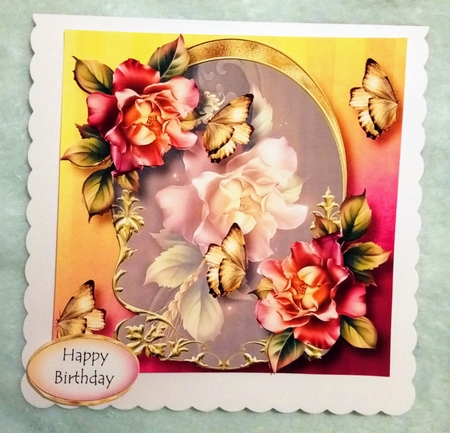 Golden Arched Frame - Peach Melba Roses by Jackie Odonnell