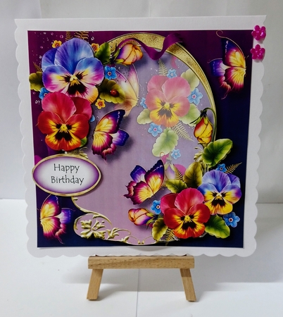 Golden Arched Frame - Fanciful Pansies by Jackie Odonnell