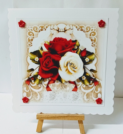 Red Cream Bouquet Vintage Card Mini Kit by Jackie Odonnell