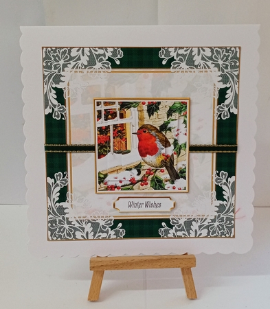 Christmas Vintage Robins Lace Filigree Topper 1 by Jackie Odonnell