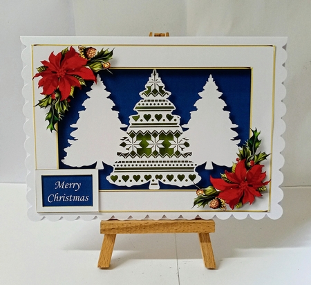 Christmas Faux Paper Cut - Trio Of Trees A5 by Jackie Odonnell
