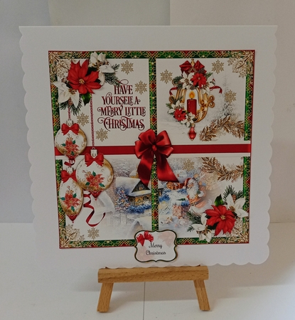 A Merry Little Christmas Card Front With Decoupage by Jackie Odonnell