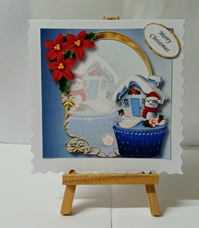 Golden Christmas Arch - Snowman Cupcake 8x8 by Jackie Odonnell