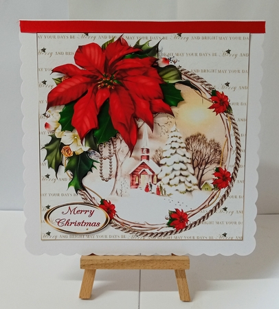 8x8 Christmas church with beautiful poinsettia mini kit by Jackie Odonnell