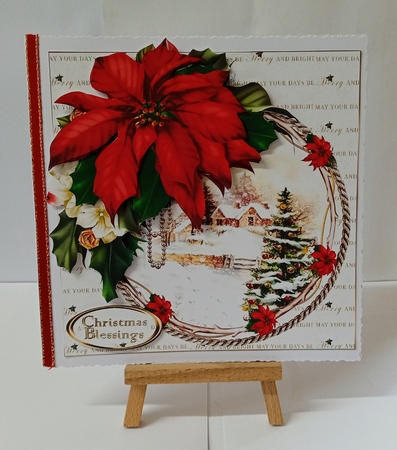 8x8 Snowy Village with beautiful poinsettia mini kit by Jackie Odonnell