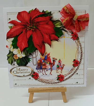 8x8 The three wise men with beautiful poinsettia mini kit by Jackie Odonnell