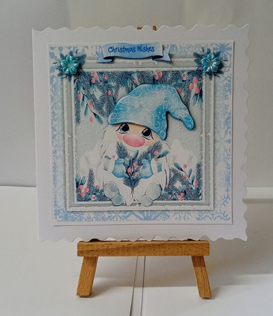 Cute Blue Christmas Gnome  by Jackie Odonnell