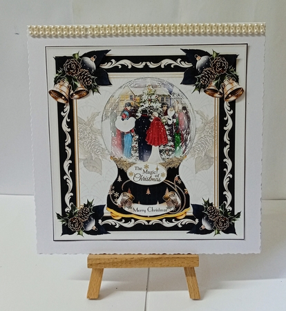 Art Deco Christmas Snowglobe Card Front With Decoupage by Jackie Odonnell